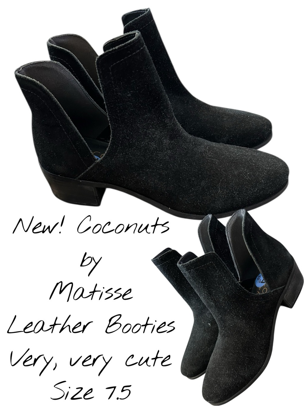 NEW! Coconuts by Matisse Black Suede Ankle Booties